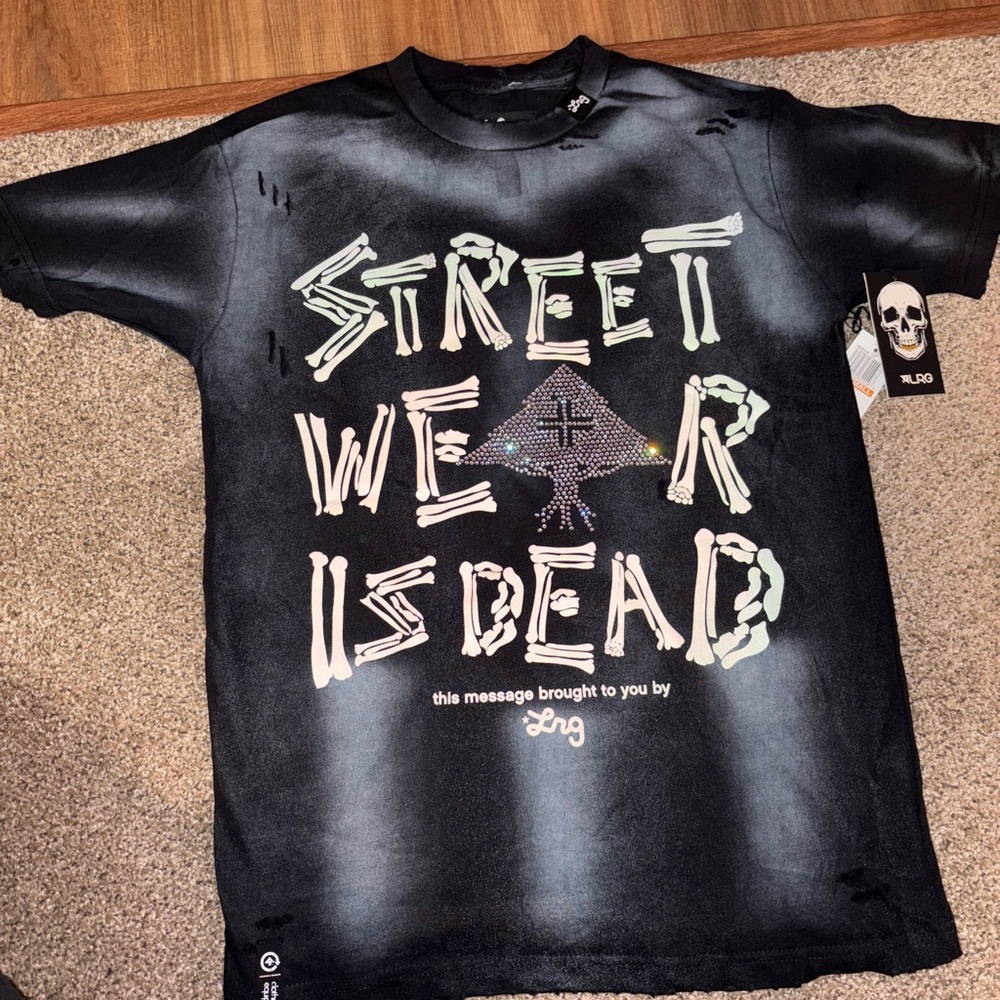 LRG Black Graphic Tee with Bold Skeleton Design